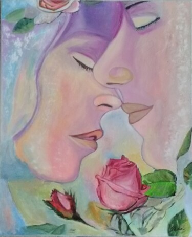 Painting titled "Amour" by Felicia Butel, Original Artwork, Oil