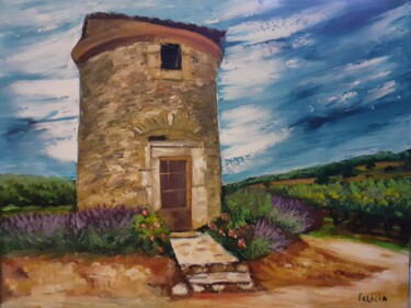Painting titled "Pigeonnier" by Felicia Butel, Original Artwork, Oil