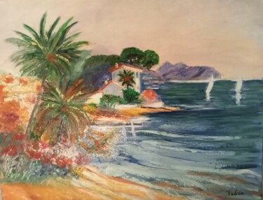 Painting titled "Ile du Pacifique (…" by Felicia Butel, Original Artwork, Oil