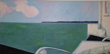 Painting titled "View from Lighthous…" by Felicia Stockdale, Original Artwork, Oil Mounted on Wood Stretcher frame