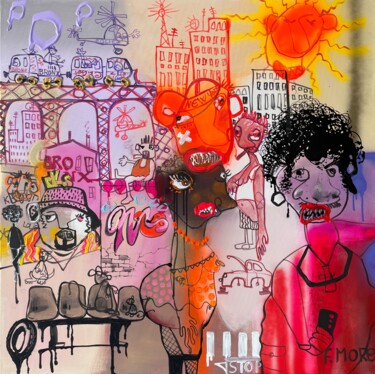 Картина под названием "Like in the Bronx" - Feliciana More, Подлинное произведение искусства, Масло