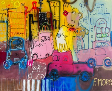 Painting titled "The Big City" by Feliciana More, Original Artwork, Oil