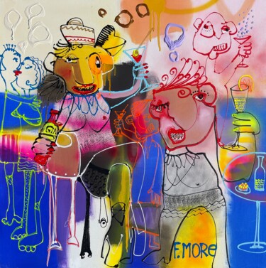 Malerei mit dem Titel "Happy Hour" von Feliciana More, Original-Kunstwerk, Öl