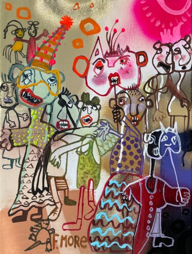 Картина под названием "Mask Party" - Feliciana More, Подлинное произведение искусства, Масло