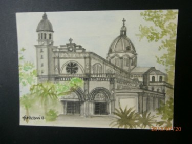 Painting titled "Manila Cathedral" by Cynthia Feliciano, Original Artwork