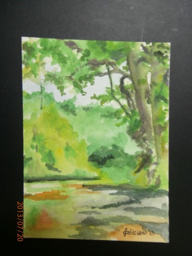Painting titled "By the River" by Cynthia Feliciano, Original Artwork