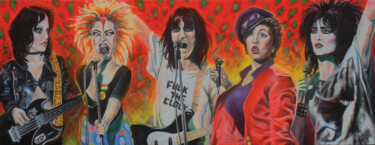 Painting titled "Female Punk Power" by Felicitas Willgeroth, Original Artwork, Acrylic Mounted on Wood Stretcher frame