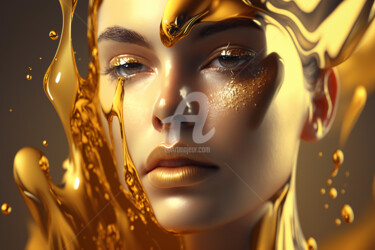 Digital Arts titled "Woman face melting…" by Felima, Original Artwork, Manipulated Photography