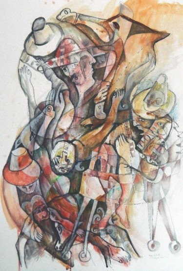Pintura titulada "RAPTO CUBISTA" por Felipe Alarcón, Obra de arte original, Acuarela