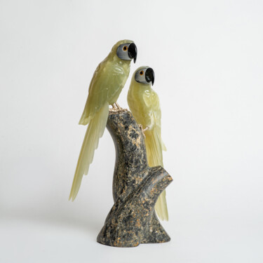 Escultura titulada "Pareja de loros" por Felipe Cesar D'Oliveira, Obra de arte original, Piedra