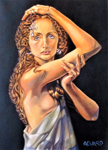 Painting titled "MARIE-MADELEINE" by Alvaro, Original Artwork, Acrylic