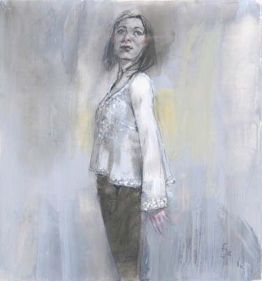 Drawing titled "White Blouse (or, A…" by Felipe Echevarria, Original Artwork, Charcoal
