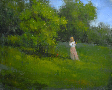 Painting titled "Sunny Stroll" by Felipe Echevarria, Original Artwork, Oil