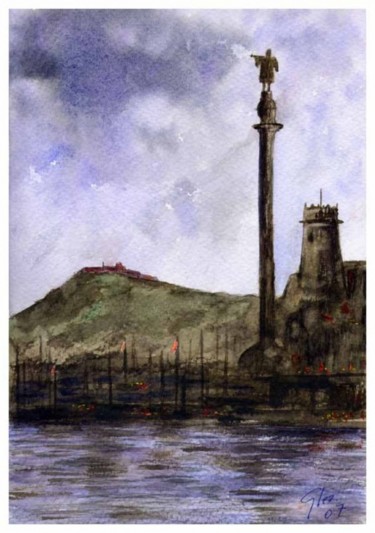 Pintura titulada "Monumento a Colón (…" por Felipe Sérvulo, Obra de arte original, Oleo