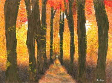 Pintura intitulada "Caminho de outono" por Felippe Silva, Obras de arte originais