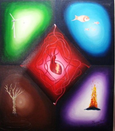 Peinture intitulée "Os Cinco Elementos" par Felippe H. Soares, Œuvre d'art originale