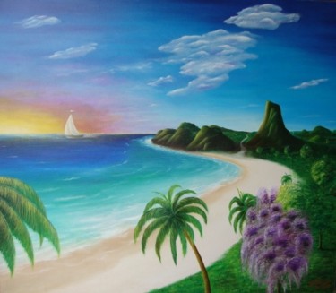 Pintura intitulada "A Praia" por Felippe H. Soares, Obras de arte originais