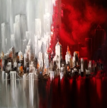 Painting titled "Buildings" by Felix Boulay, Original Artwork, Oil