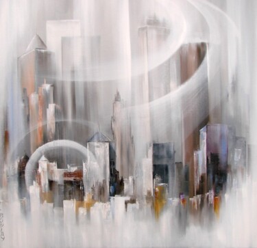 Pittura intitolato "Buildings 3" da Felix Boulay, Opera d'arte originale, Olio