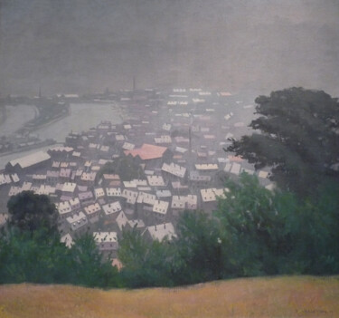 Malarstwo zatytułowany „Honfleur dans le br…” autorstwa Félix Vallotton, Oryginalna praca, Olej