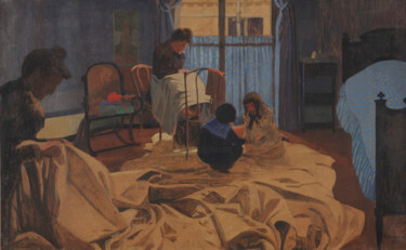 Pintura intitulada "La Lingère, Chambre…" por Félix Vallotton, Obras de arte originais, Óleo