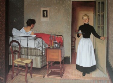 Pintura intitulada "La fille malade" por Félix Vallotton, Obras de arte originais, Óleo