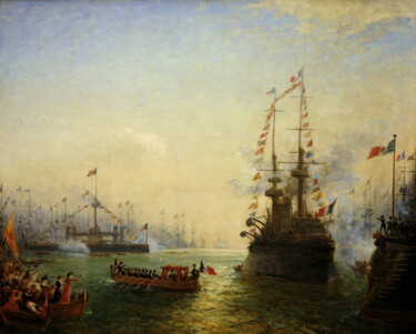 Malerei mit dem Titel "Toulon, visite du P…" von Félix Ziem, Original-Kunstwerk, Öl