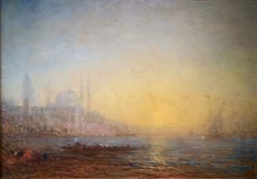 Pittura intitolato "Vue d'Istanbul depu…" da Félix Ziem, Opera d'arte originale, Olio