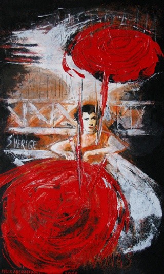 Peinture intitulée "Du rouge dans la ne…" par Félix Aberasturi, Œuvre d'art originale