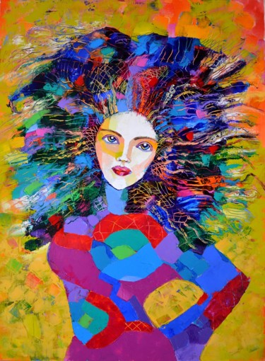 Painting titled "Muse" by Vyara&Art, Original Artwork, Oil Mounted on Wood Stretcher frame