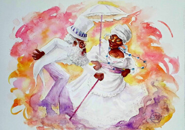 Digital Arts titled "Candombe Charrua" by Jecrop, Original Artwork, Watercolor