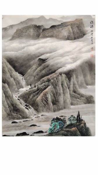 Malerei mit dem Titel "East wind overnight" von Fengyin Hu, Original-Kunstwerk, Tinte