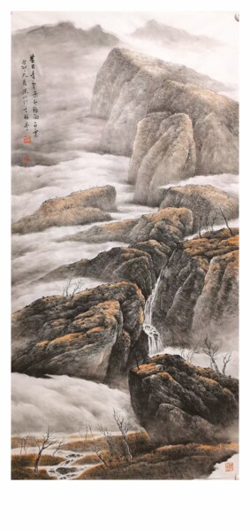 Картина под названием "Miles of clouds" - Fengyin Hu, Подлинное произведение искусства, Чернила
