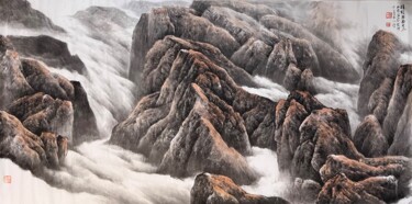 Ζωγραφική με τίτλο "Living in a quiet s…" από Fengyin Hu, Αυθεντικά έργα τέχνης, Μελάνι Τοποθετήθηκε στο Ξύλινο πάνελ