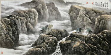Malerei mit dem Titel "The reason in the w…" von Fengyin Hu, Original-Kunstwerk, Tinte Auf Holzplatte montiert