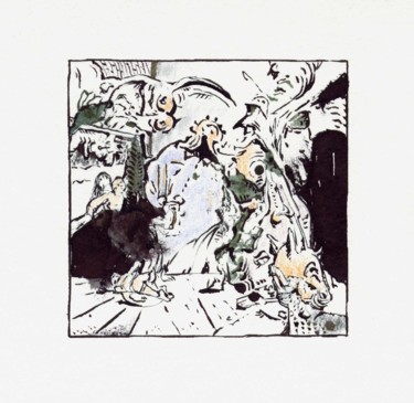 Dessin intitulée "Il avait beau cherc…" par Jean-Bernard Fenouillas, Œuvre d'art originale, Encre