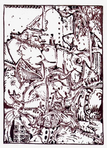 Zeichnungen mit dem Titel "Iles." von Jean-Bernard Fenouillas, Original-Kunstwerk, Tinte