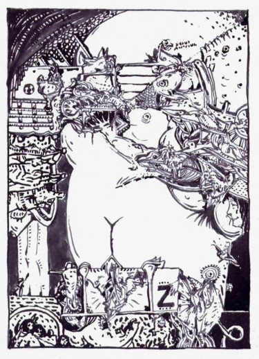 Drawing titled "La nuit où tu m'as…" by Jean-Bernard Fenouillas, Original Artwork, Ink