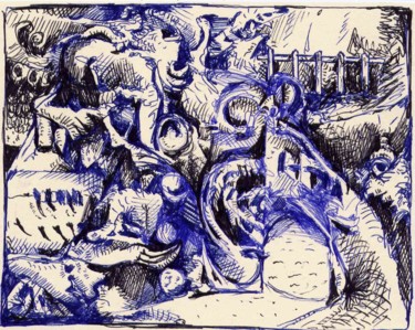 Desenho intitulada "La sieste." por Jean-Bernard Fenouillas, Obras de arte originais, Canetac de aerossol