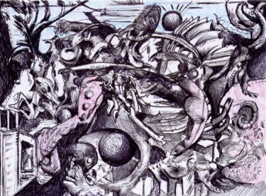 Desenho intitulada "La veille." por Jean-Bernard Fenouillas, Obras de arte originais, Canetac de aerossol