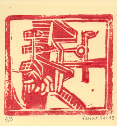 Gravures & estampes intitulée "0419-1. 4/5" par Jean-Bernard Fenouillas, Œuvre d'art originale, Linogravures