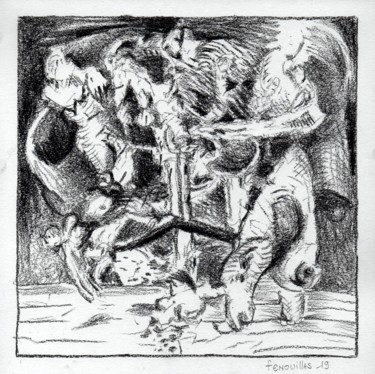 Drawing titled "Cette chute." by Jean-Bernard Fenouillas, Original Artwork, Conté