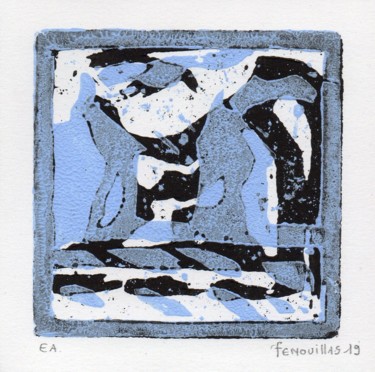 Incisioni, stampe intitolato "Deux pingouins." da Jean-Bernard Fenouillas, Opera d'arte originale, Xilografia