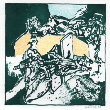 Zeichnungen mit dem Titel "Cette maison." von Jean-Bernard Fenouillas, Original-Kunstwerk, Tinte