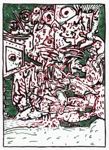Desenho intitulada "Leçon d'histoire 3." por Jean-Bernard Fenouillas, Obras de arte originais, Tinta