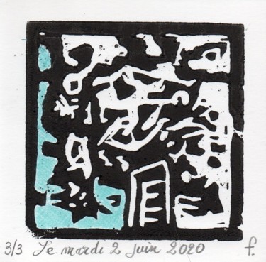 Printmaking titled "Le mardi 2 juin 202…" by Jean-Bernard Fenouillas, Original Artwork, Xylography