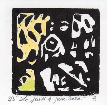 Printmaking titled "Le jeudi 4 juin 202…" by Jean-Bernard Fenouillas, Original Artwork, Xylography