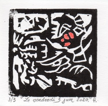 Printmaking titled "Le vendredi 5 juin…" by Jean-Bernard Fenouillas, Original Artwork, Xylography