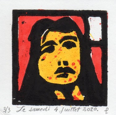 Printmaking titled "Le samedi 4 juillet…" by Jean-Bernard Fenouillas, Original Artwork, Xylography