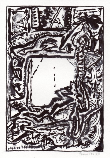 Dibujo titulada "La piste ." por Jean-Bernard Fenouillas, Obra de arte original, Tinta